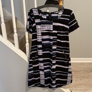 Striped Black and White Midi Dress